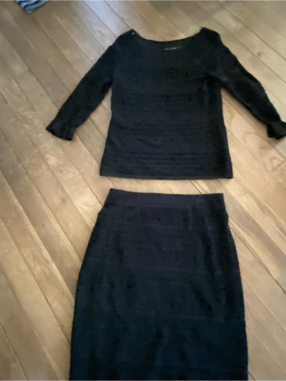 White House Black Market Black Knit Two-Piece Skirt Set